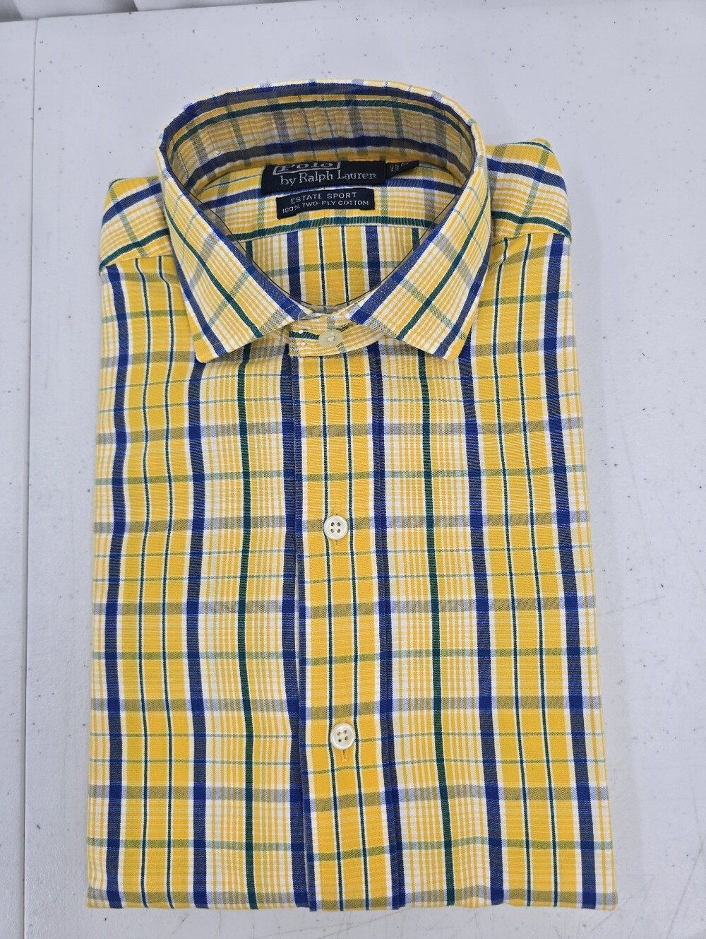 NWT Vintage Polo Ralph Lauren Estate Sport Long Sleeve Shirt Yellow Plaid Small.